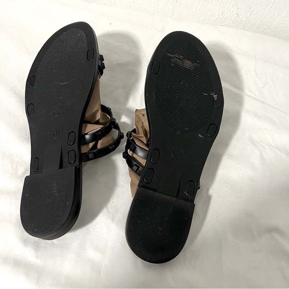 Women’s Chic Size 11 Black Strappy Casual Studded Slip On Sandals Everyday - Picture 5 of 8
